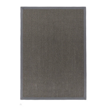 Sisal Border Plain Hand-Woven Textured Natural Fibre Flatweave Dark Grey/Grey Border Rug-Origins-Rug Love - The Most Loved Rug Store